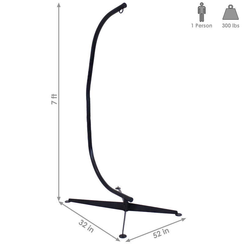 Sunnydaze Powder-Coated Steel Hammock Chair C-Stand - Black - 84 in