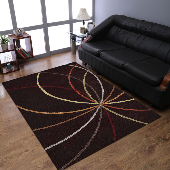 RUGSOTIC CARPETS HAND TUFTED WOOL ECO-FRIENDLY AREA RUGS  - 4'x6', Rectangle Shape, Brown, Contemporary Modern Design, High Pile Thick Handmade Area Rugs for Living Room, Bed Room (K00728)