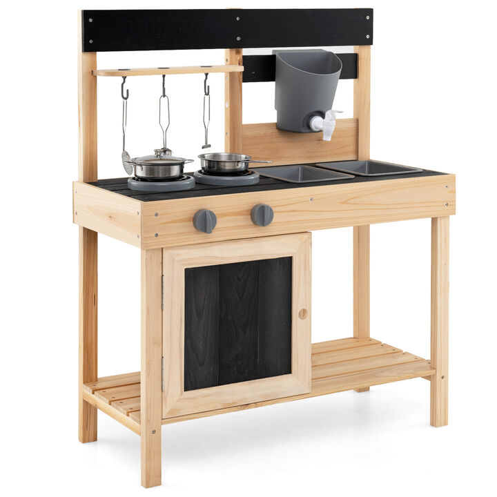 Mud Kitchen Playset for Kids Outdoor Play Kitchen with 2 Removable Sinks for Creative Fun