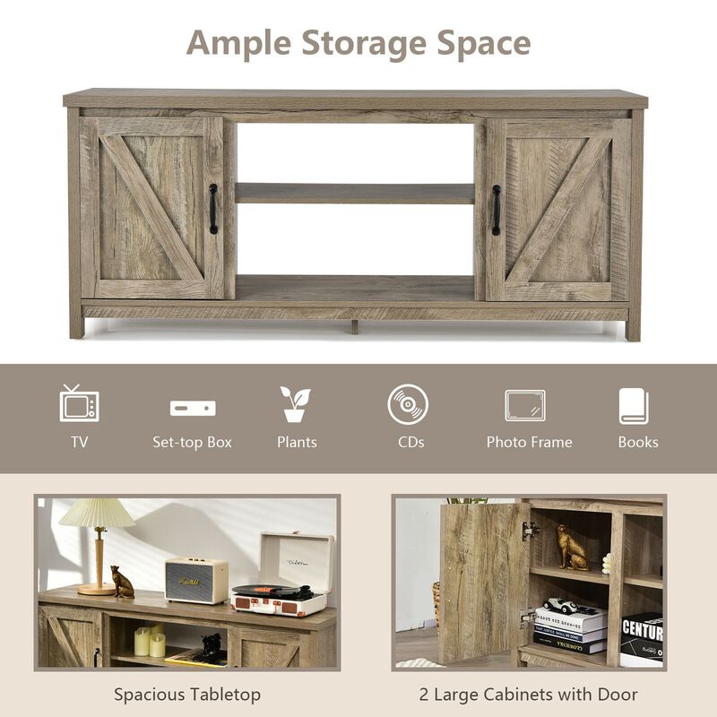 59 Inches TV Stand Media Console Center with Storage Cabinet