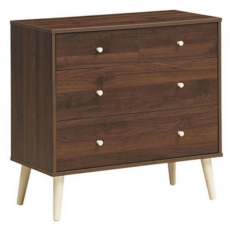 Hivvago Espresso Modern FarmHome 4 Drawer Easy Glide Storage Dresser