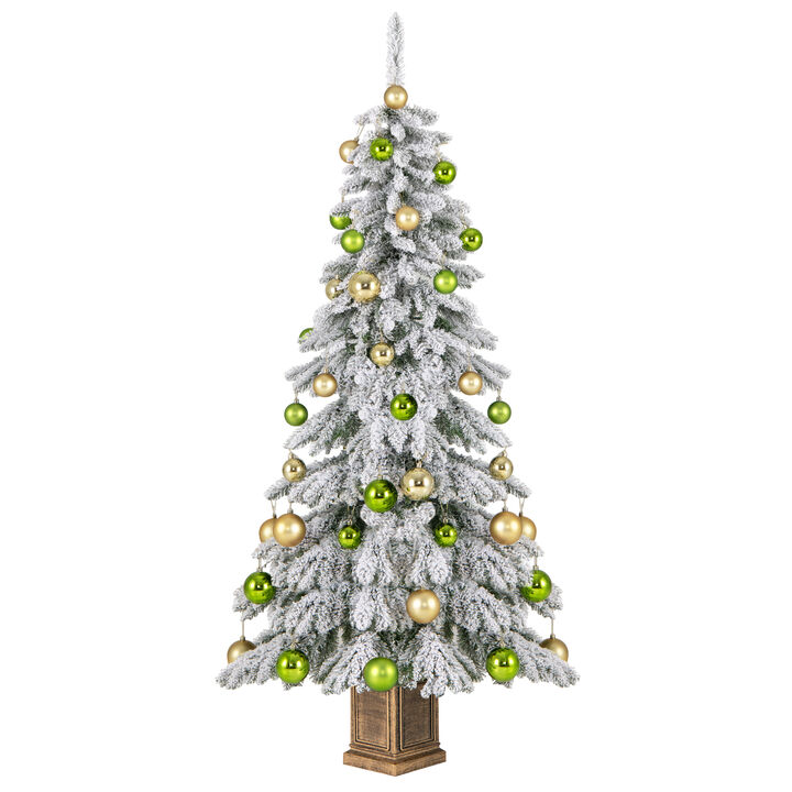 Artificial Xmas Tree with Flocked Branch Tips and  Xmas Balls