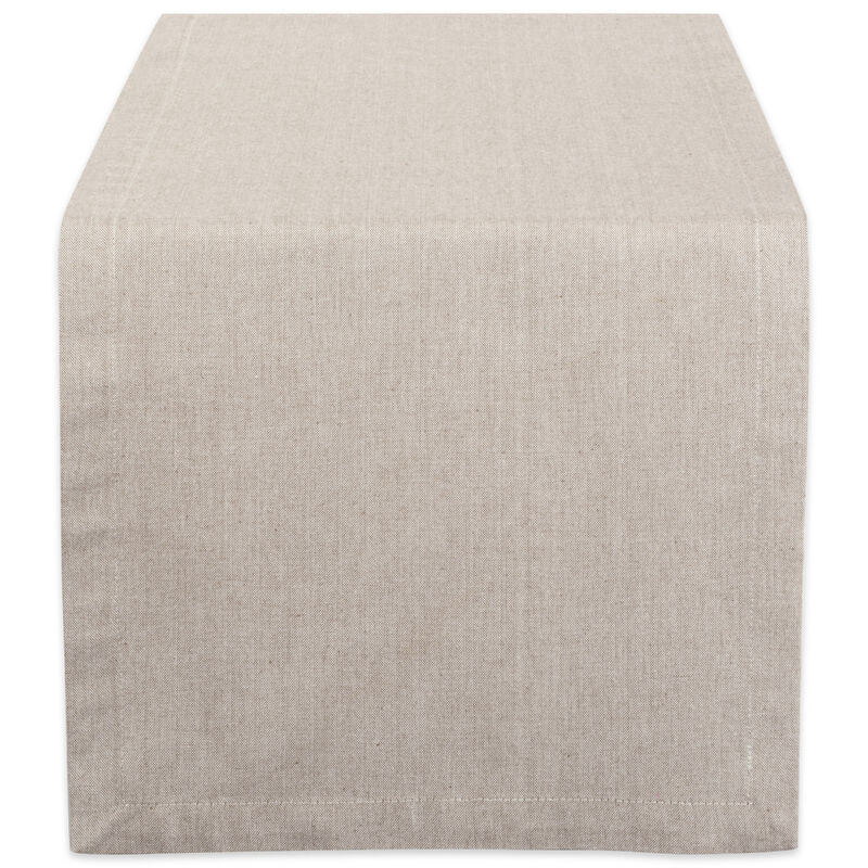 108" Stone Brown Solid Woven Chambray Table Runner