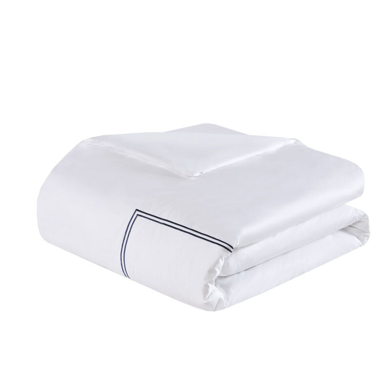 Gracie Mills Mooney 500 Thread Count Embroidered Stripe Cotton Sateen Comforter Set