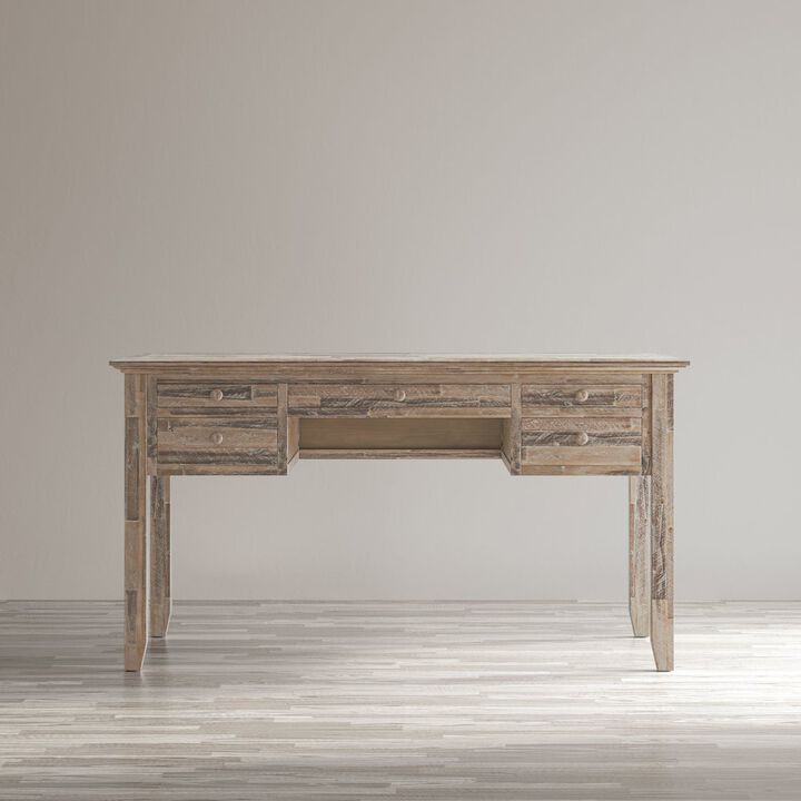 Jofran Rustic Shores Coastal Style Distressed Acacia USB Charging Desk