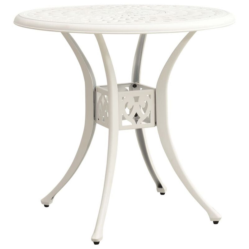 Kasa Outdoor 5pc Bistro Breakfast Set, 4 Chairs, 1 Table, White Metal - Benzara