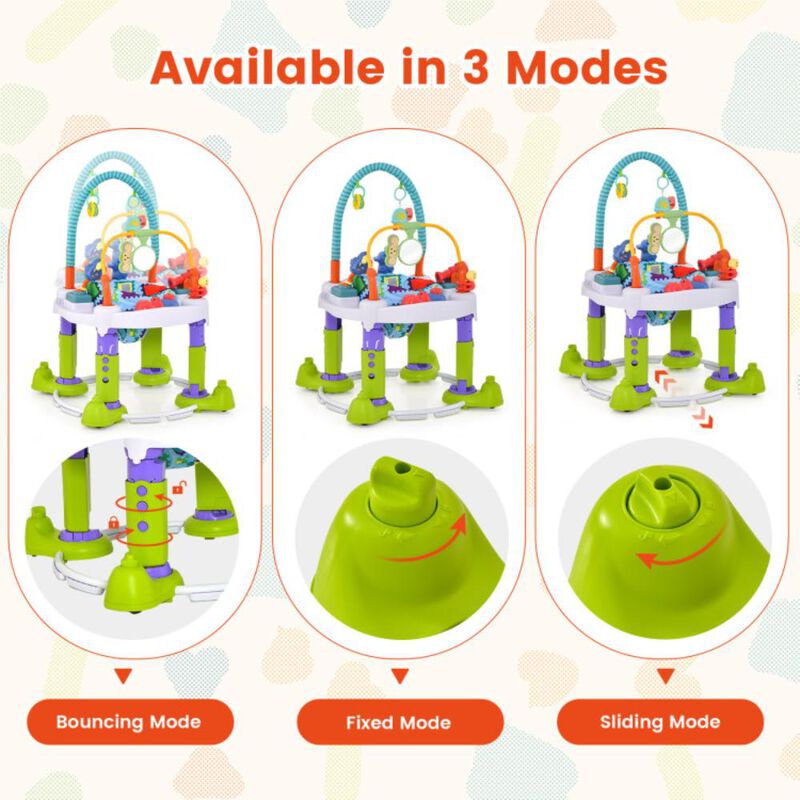 Hivvago 4-in-1 Baby Bouncer Activity Center with 3 Adjustable Heights-Green