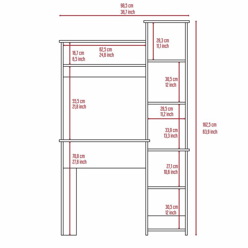 Marston 6-Shelf Writing Desk With Built-In Bookcase