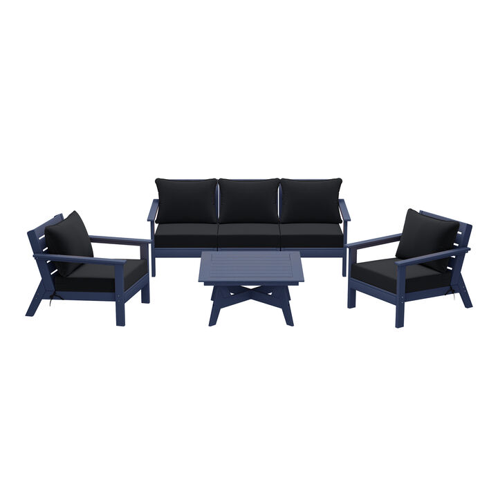 WestinTrends Outdoor 6-Piece Modular Sectional Patio Furniture Sofa Set