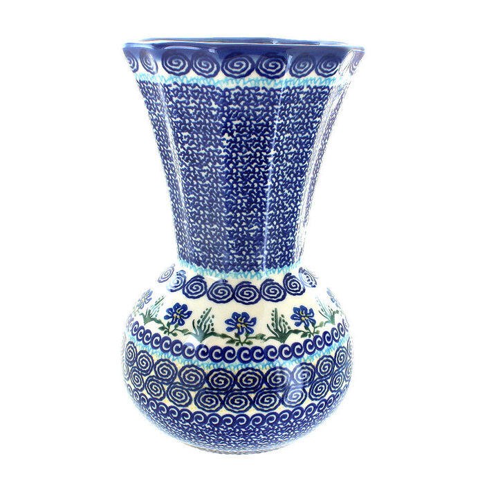 Blue Rose Polish Pottery Butterfly Vase