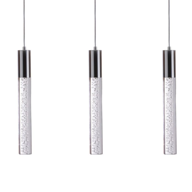 Sparkling Night Chandelier Chrome Metal and Acrylic 3 LED Light Dimmable