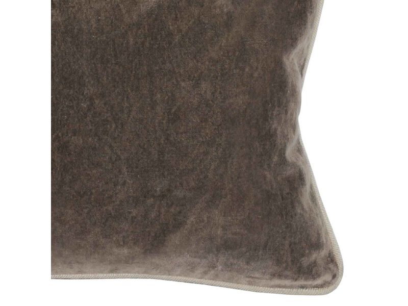 Rectangular Fabric Throw Pillow with Solid Color and Piped Edges, Brown - Benzara
