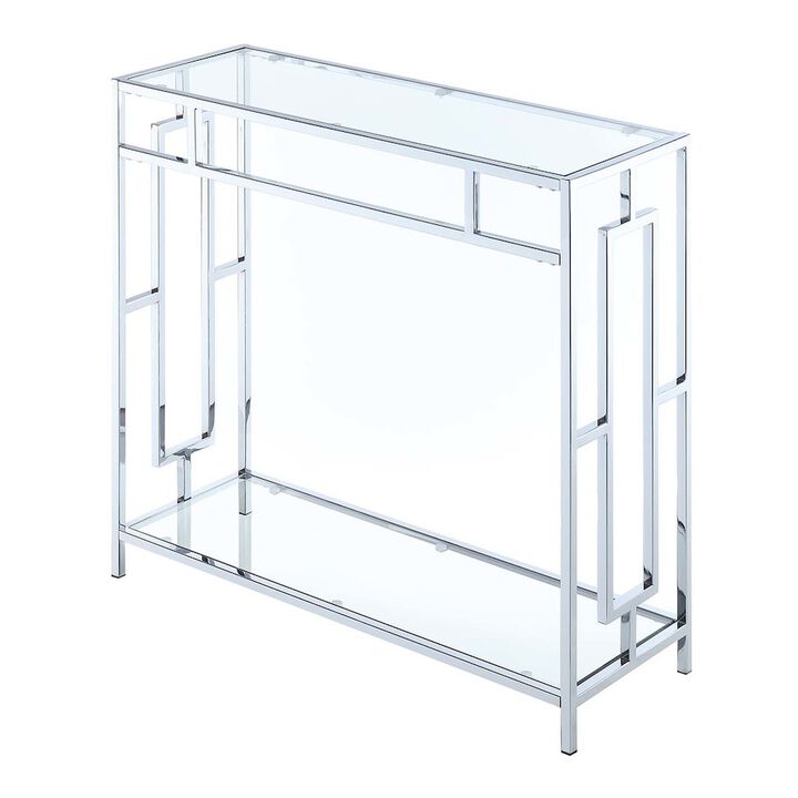Convenience Concepts Town Square Chrome Glass Entryway Hall Table with Shelf