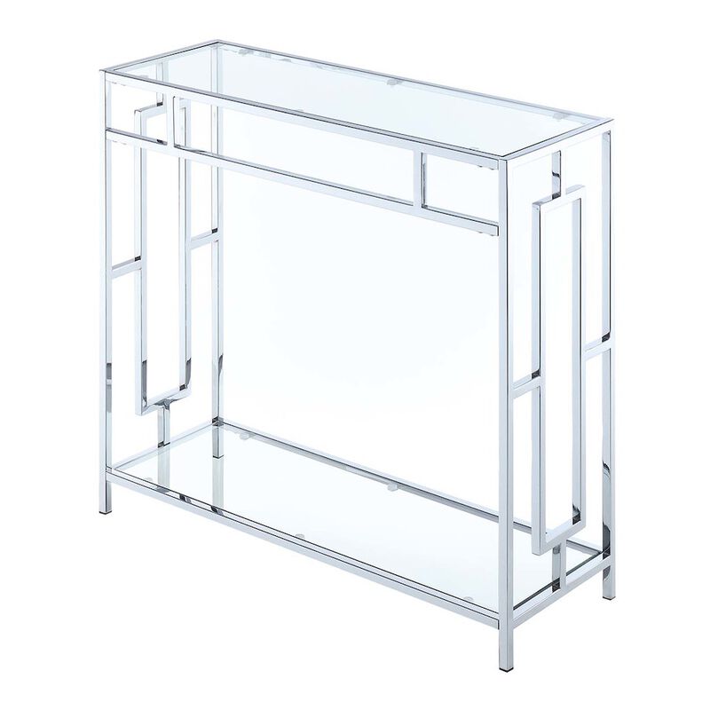 Convenience Concepts Town Square Chrome Glass Entryway Hall Table with Shelf