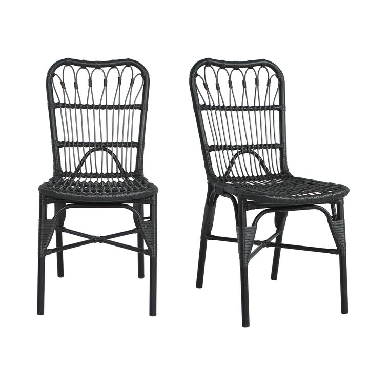 Merax Outdoor PE Wicker Patio Dining Chairs Set of 2
