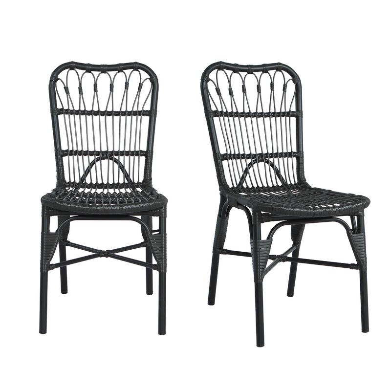 Merax Outdoor PE Wicker Patio Dining Chairs Set of 2