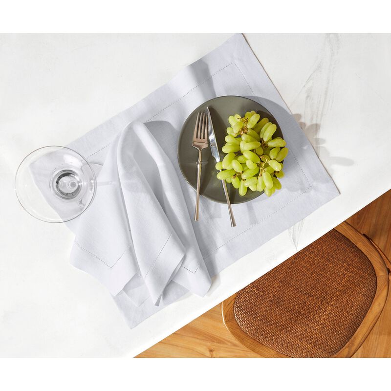 Solino Home 100% Pure Linen Dinner Napkins 20 x 20 Inch Set of 6 | Sonoma Hemstitch