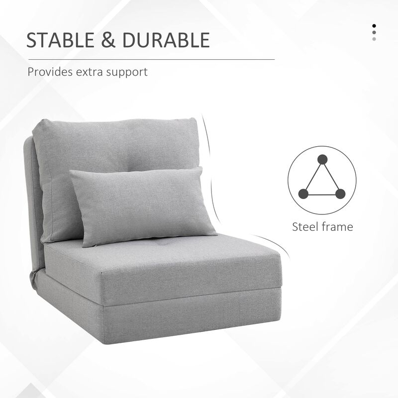 Light Grey Floor Seat: Convertible Folding Chair/Sofa Bed