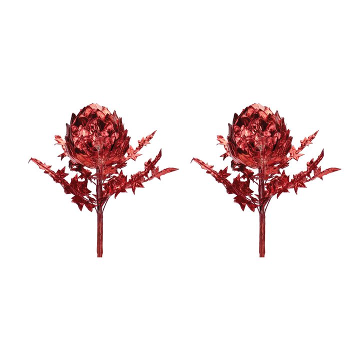 Metallic Artichoke Artificial Flower Stem for Stylish Home Décor and Arrangements (Set of 2)