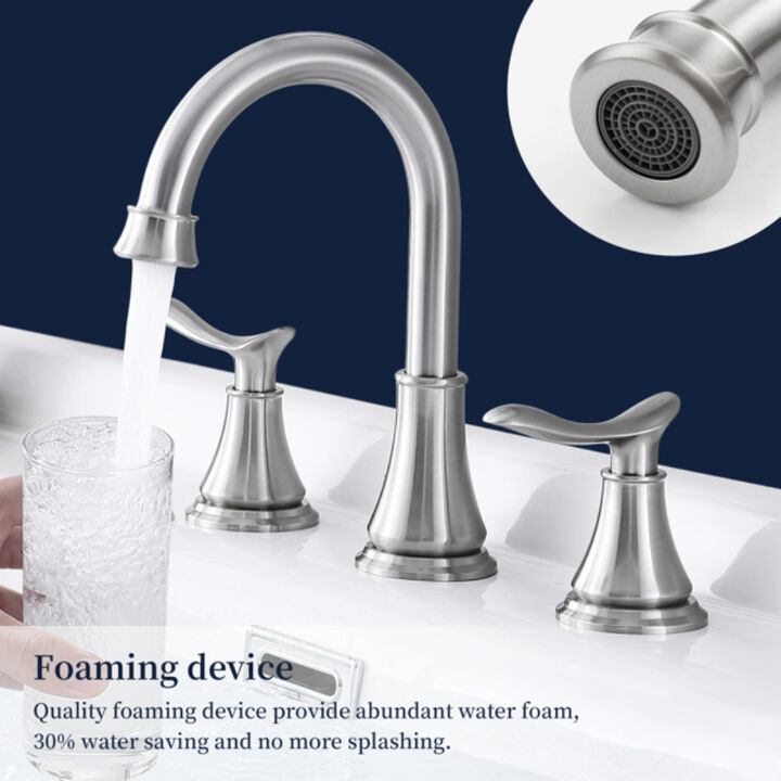 Widespread Bathroom Faucet, 2-Handle 3-Hole Sink Faucet for Modern Vanity & Bath Décor