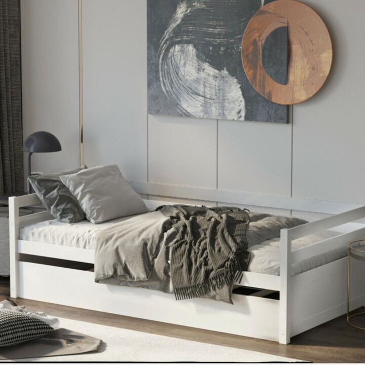 Hivvago Twin Size Wooden Slat Trundle Platform