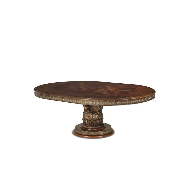 Michael Amini Villa Valencia Round Dining Table - Classic Chestnut