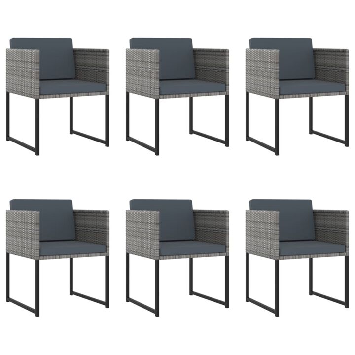 vidaXL 11 Piece Garden Dining Set with Cushions Poly Rattan Gray