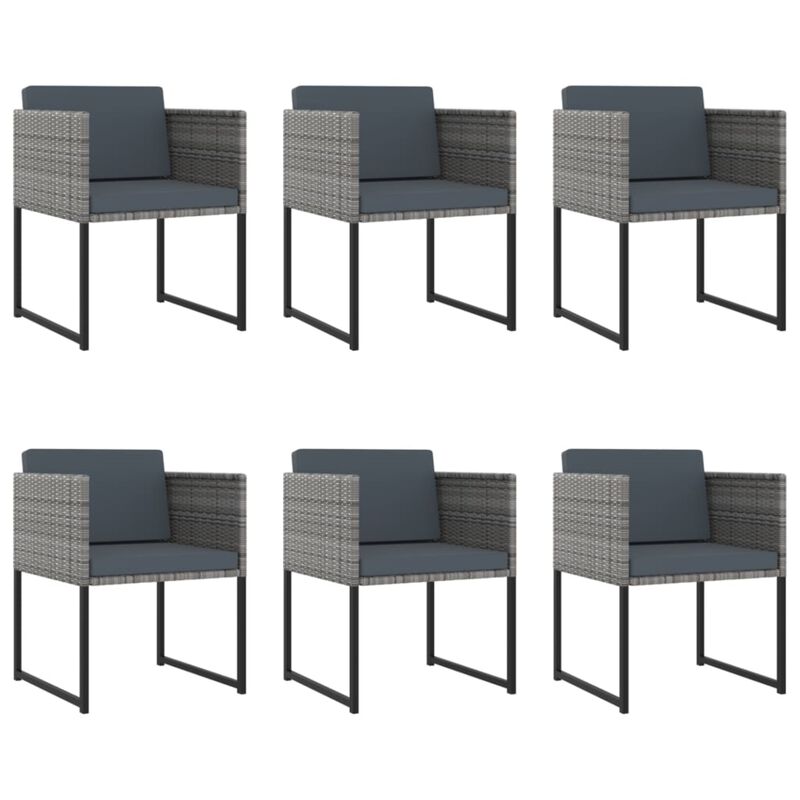 vidaXL 11 Piece Garden Dining Set with Cushions Poly Rattan Gray