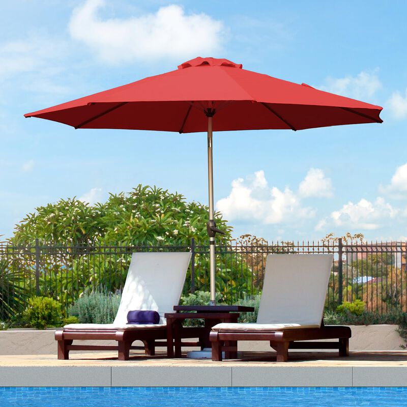 MONDAWE 9FT Patio Umbrella, Outdoor Table Umbrella with Push Button Tilt and Crank, UV Protection Waterproof Market Sun Umbrella with 8 Sturdy Ribs for Garden, Deck, Backyard, Pool