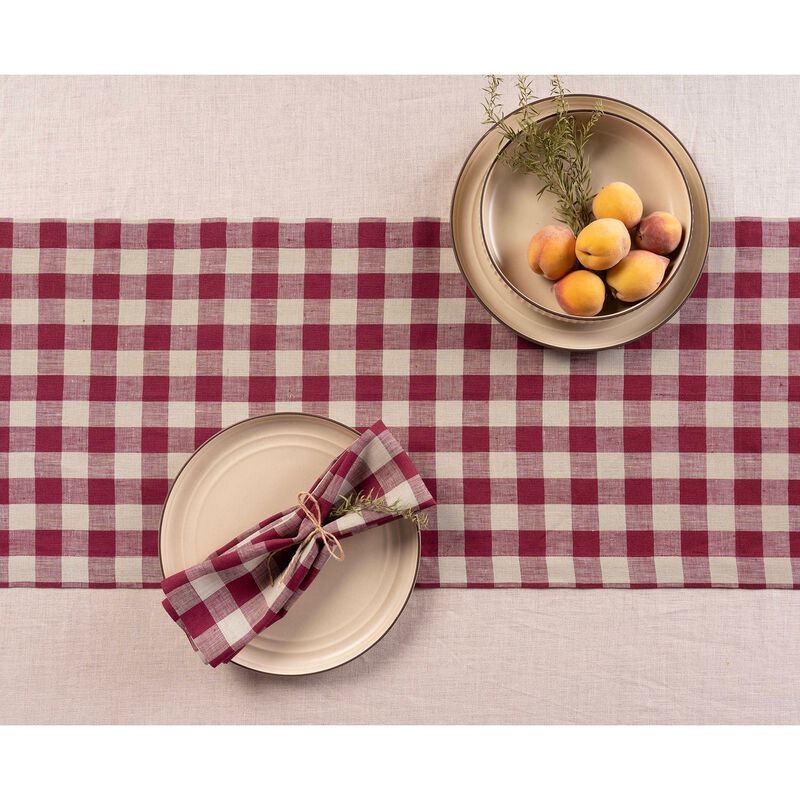 Solino Home 100% Pure Linen Table Runner 14 x 120 Inch | Morgan Check