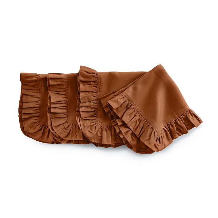 Solino Home 100% Pure Linen Cloth Napkins 20 x 20 Inch Set of 4 | Gabrielle Ruffle Dinner Napkins
