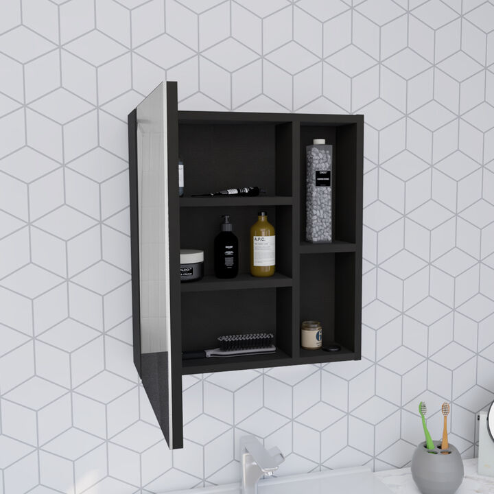 DEPOT E-SHOP Andes Medicine Single Door Cabinet With Mirror, Five Interior Shelves, White