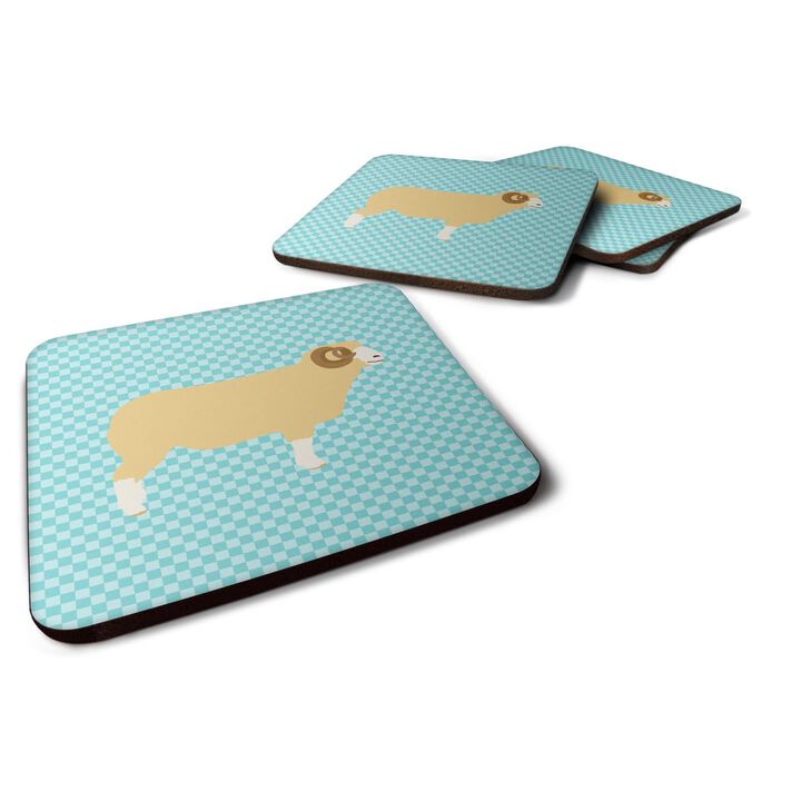 Caroline's Treasures Horned Dorset Sheep Blue Check Decorative coasters, 3.5, Multicolor