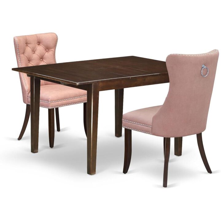 3 Piece Dining Set Consists of a Rectangle Kitchen Table with Butterfly Leaf