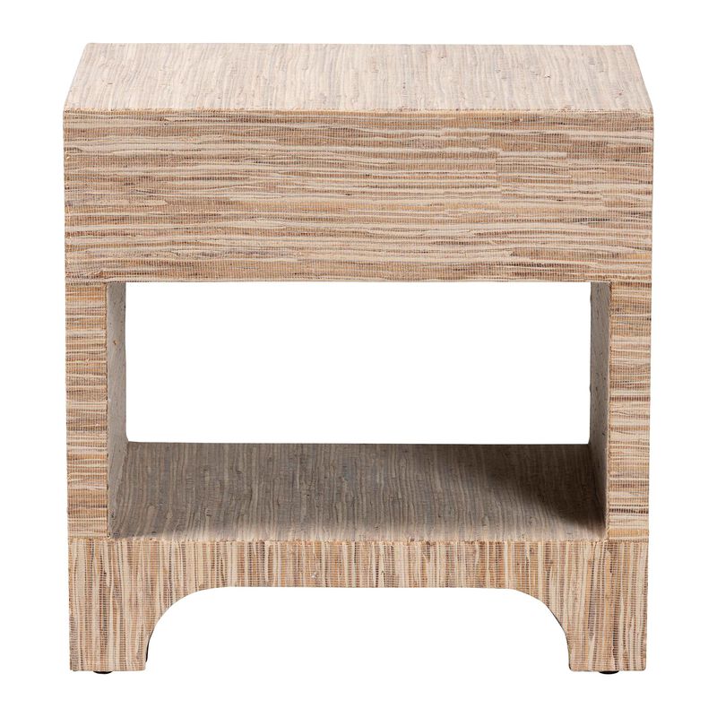 bali & pari Julia Bohemian Woven Natural Grasscloth 1 Drawer Nightstand