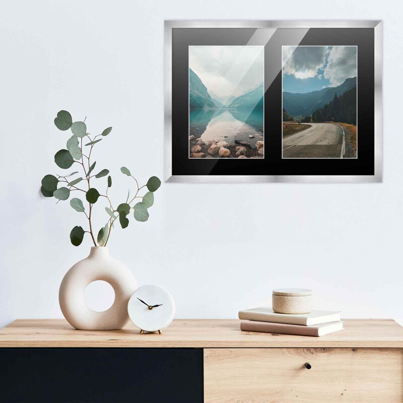 11x14 Wood Collage Frame with Black Mat for 2 5x7 Pictures
