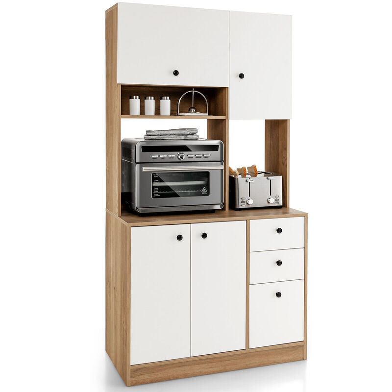 71-Inch Kitchen Pantry Cabinet with 3 Storage Shelves and 3 Spacious Drawers
