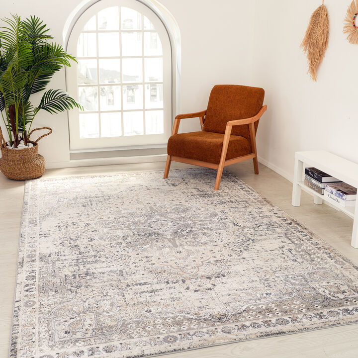 Atlas Classic Oriental Grey Beige Indoor Area Rug