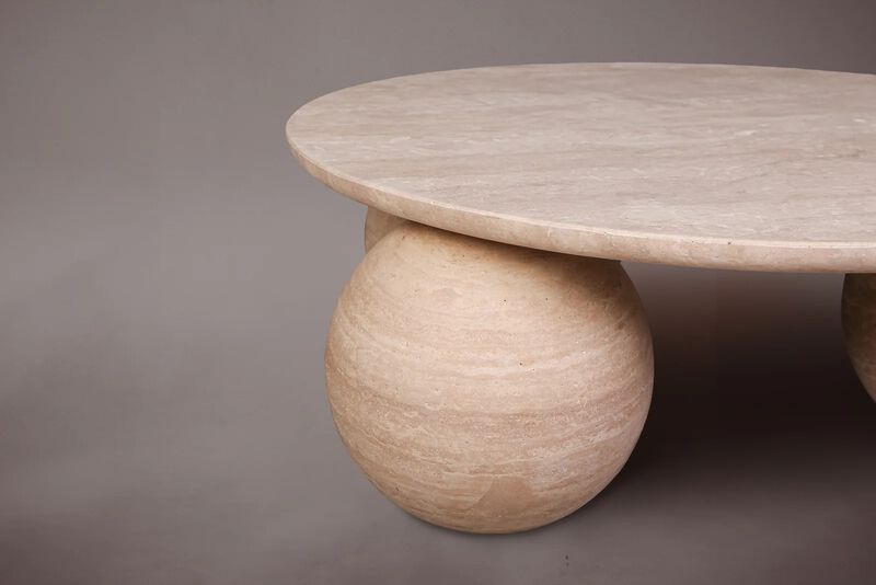 Travertine Round Coffee Table 47"