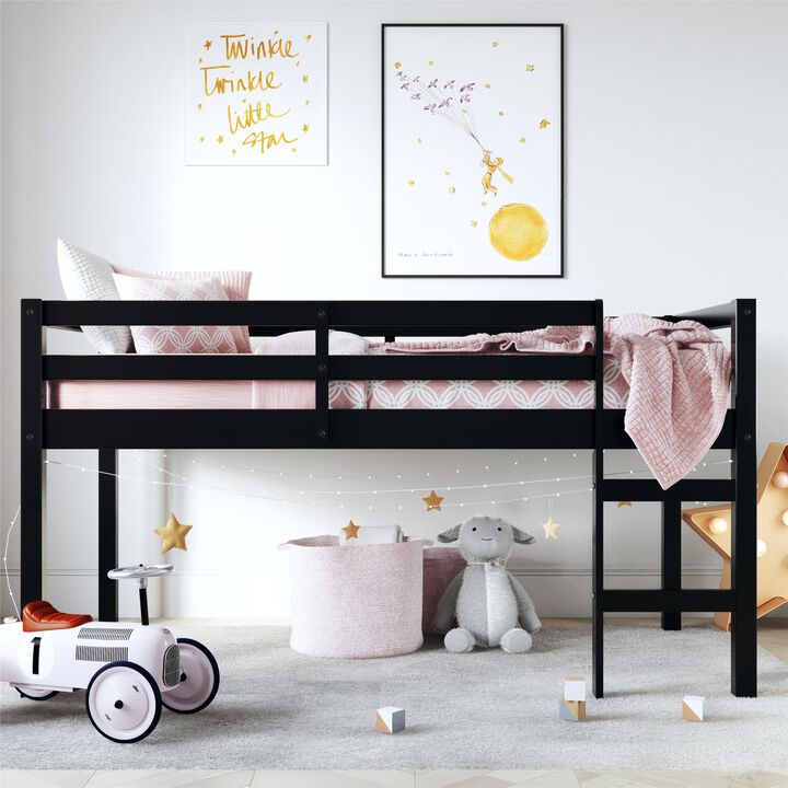 Atwater Living Ashe Junior Wooden Loft Bed, Twin, Black