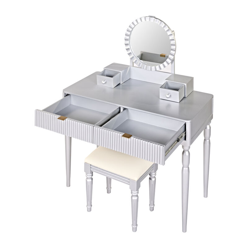 Merax Luxury Vanity Desk Dressing Table with 1 Stool