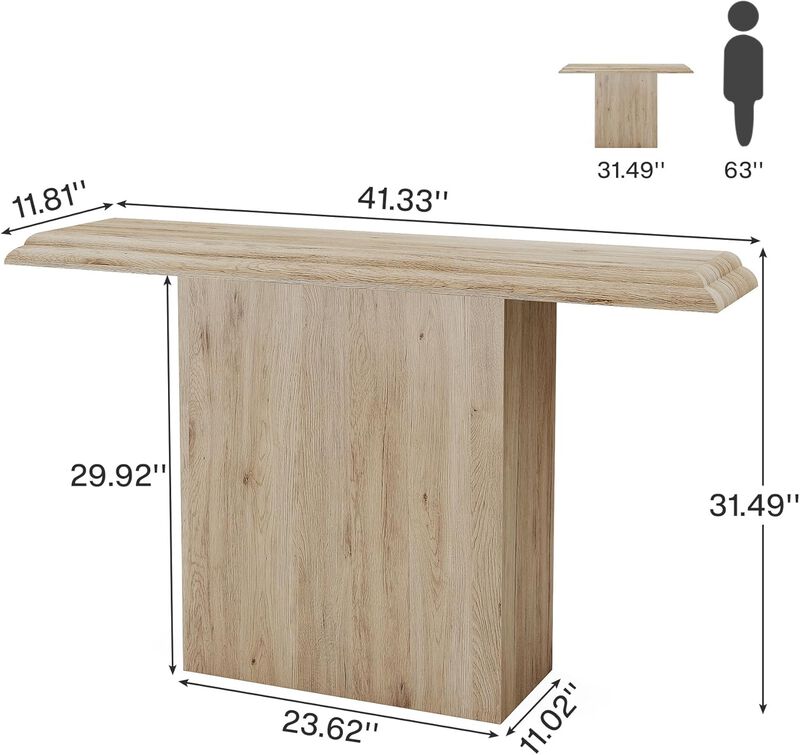 41" Farmhouse Console Table, Simple Hallway Table, Wood Sofa Table for Living Room, Entryway, Oak