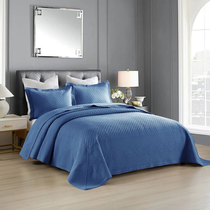 MarCielo 3 PCS 100% Cotton Oversized Bedspread Quilt Set TM -King