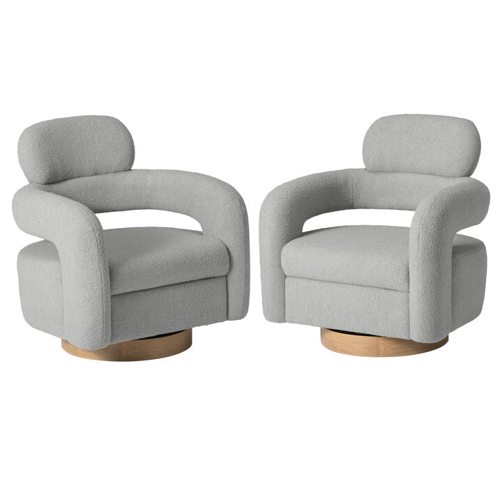 WestinTrends Mid-Century Modern Sherpa Swivel Barrel Accent Chair (Set of 2)
