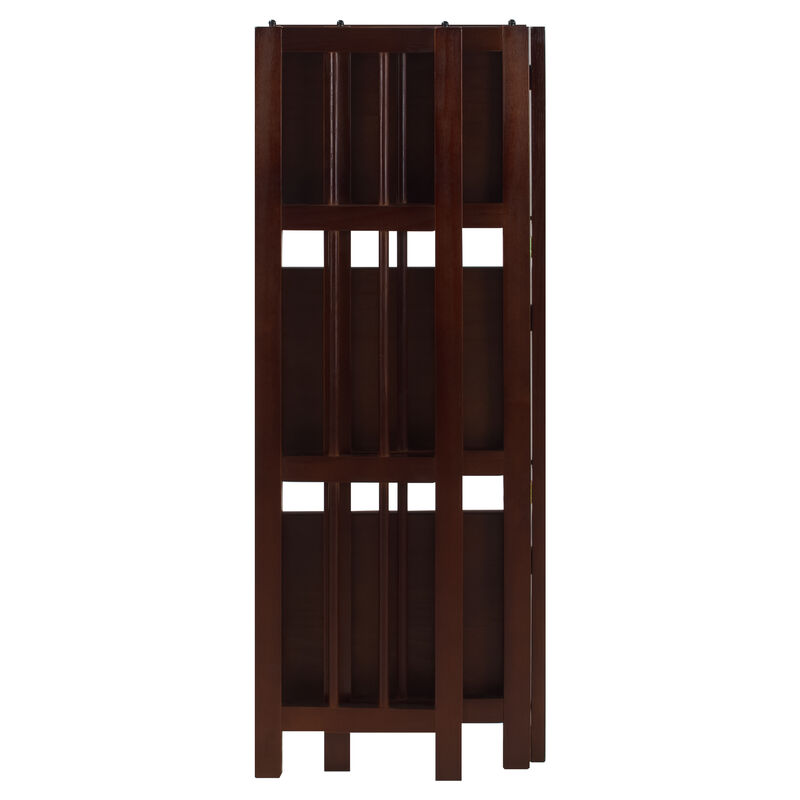 Casual Home 3-Shelf Folding Bookcase (14" Wide)-Walnut