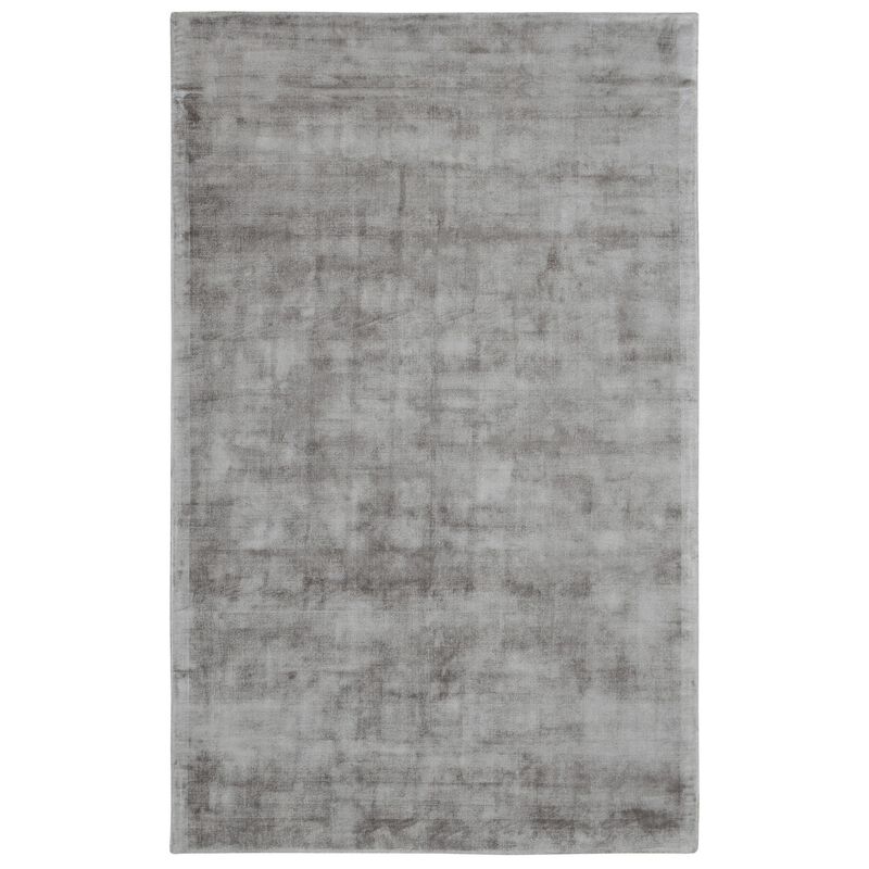 Arlo 5 x 8 Area Rug, Dove Gray Soft Viscose, Handcrafted, Non Reversible  - Benzara