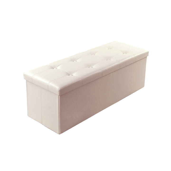 43" L Faux Leather Folding Storage Ottoman Bench, Storage Chest Footrest Padded Seat