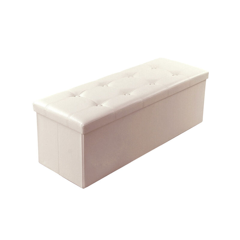 43" L Faux Leather Folding Storage Ottoman Bench, Storage Chest Footrest Padded Seat