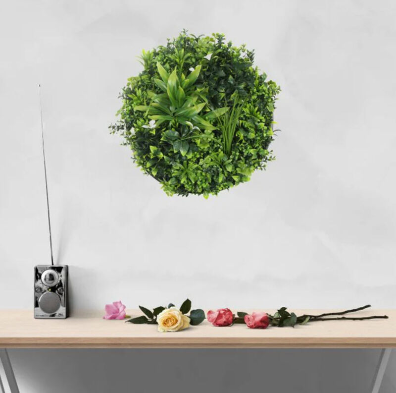 Luxury Artificial Green Wall Plant Wall Circle 20" White Frame UV Resistant
