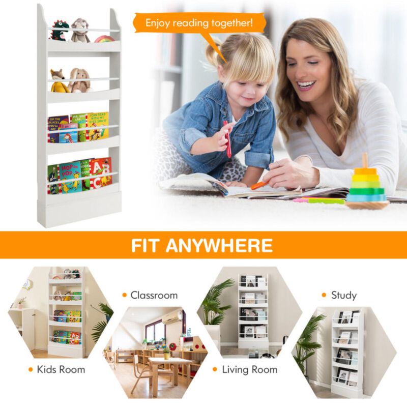 Hivvago 4-Tier Bookshelf with 2 Anti-Tipping Kits for Books and Magazine